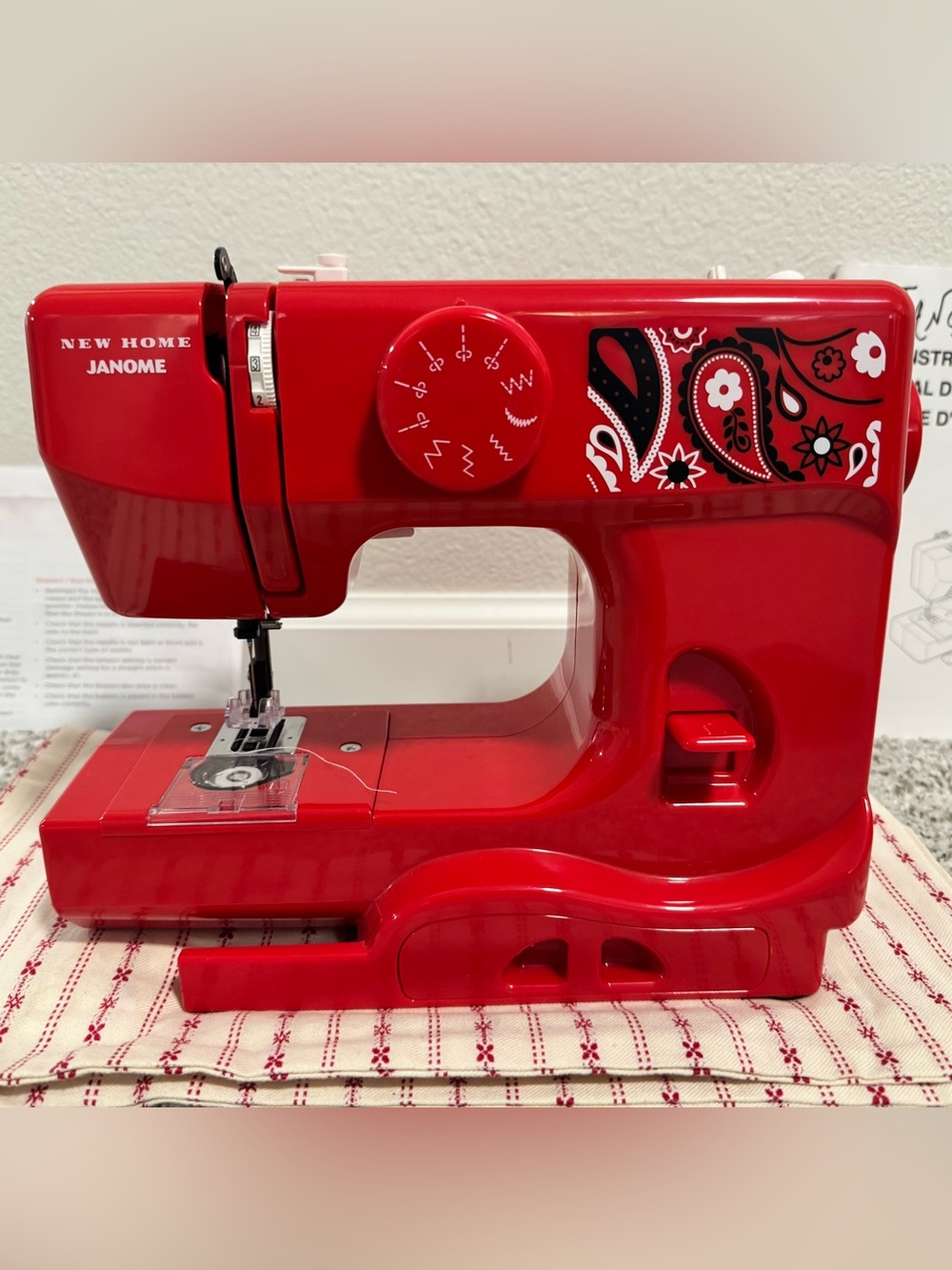Janome New Home Sewing Machine – Bandana Red, Barely Used, Tons of Extras - Picture 4 of 6